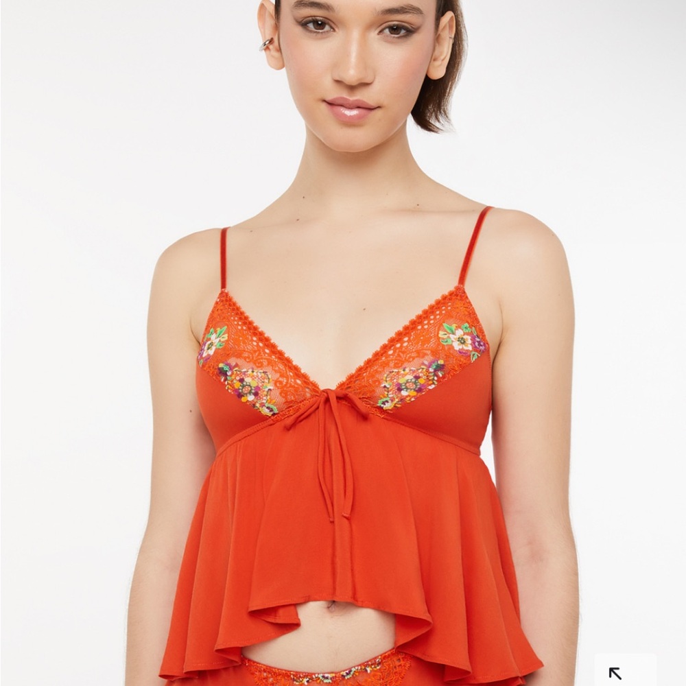 SAVAGE X FENTY - NWT Dolled Up Laced Cami Orange Size XL